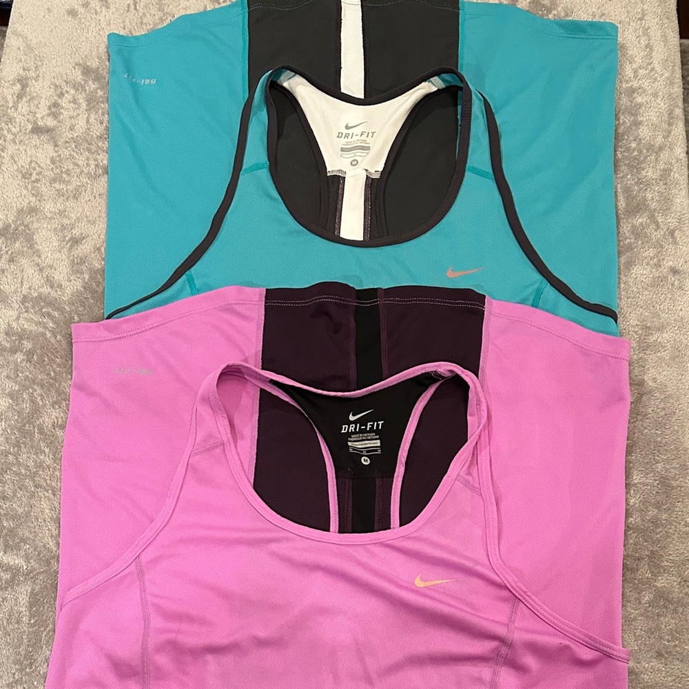 Nike Dri-FIT Teal and Pink Tank Tops